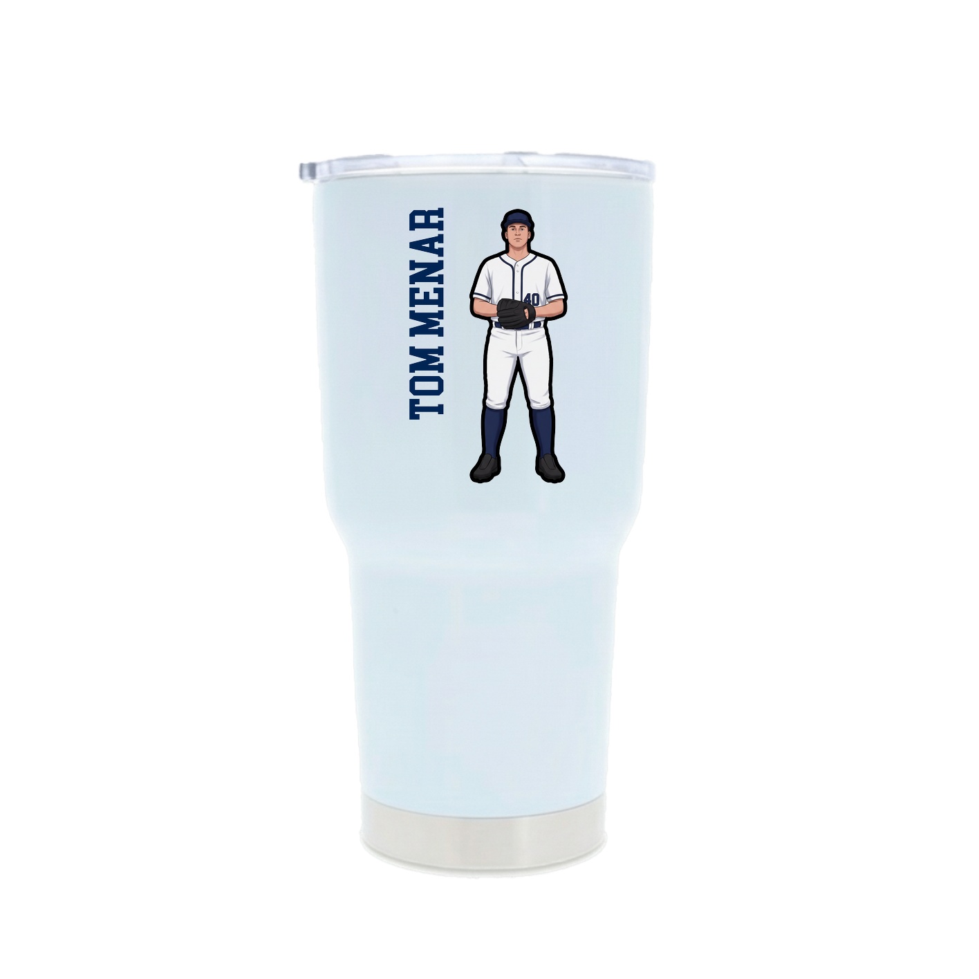30oz Stainless Steel Tumbler — Name Vertical in White