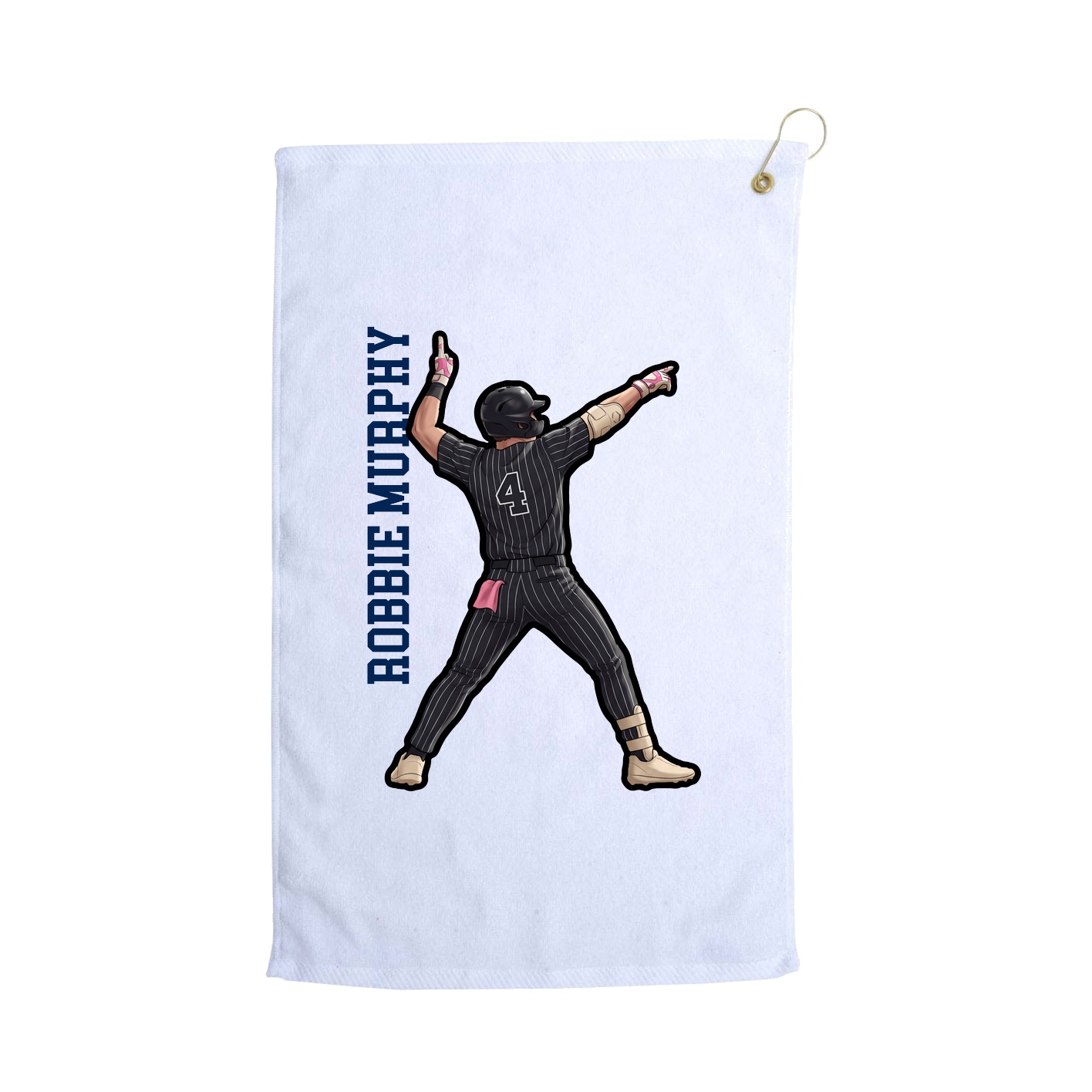 Golf Towel — Name Vertical in White