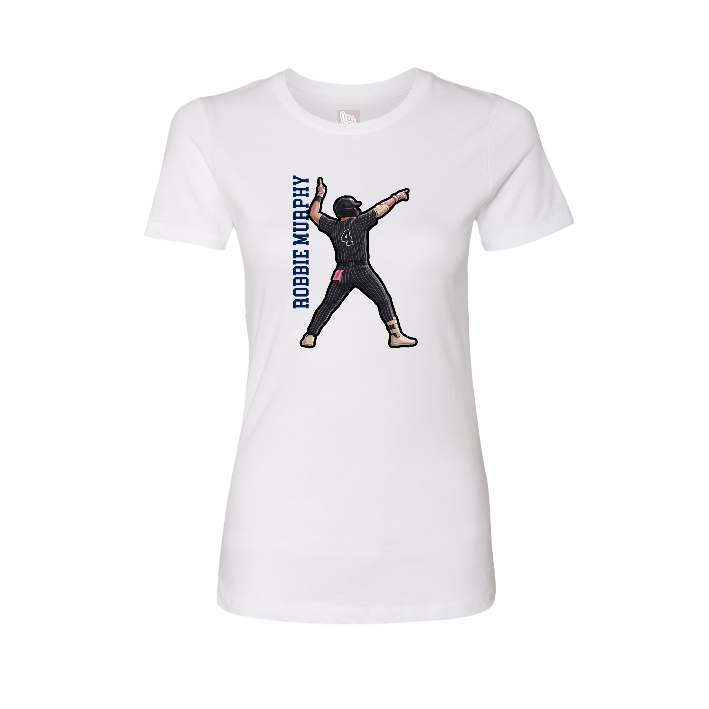 Fitted Women's Tee — Name Vertical in White