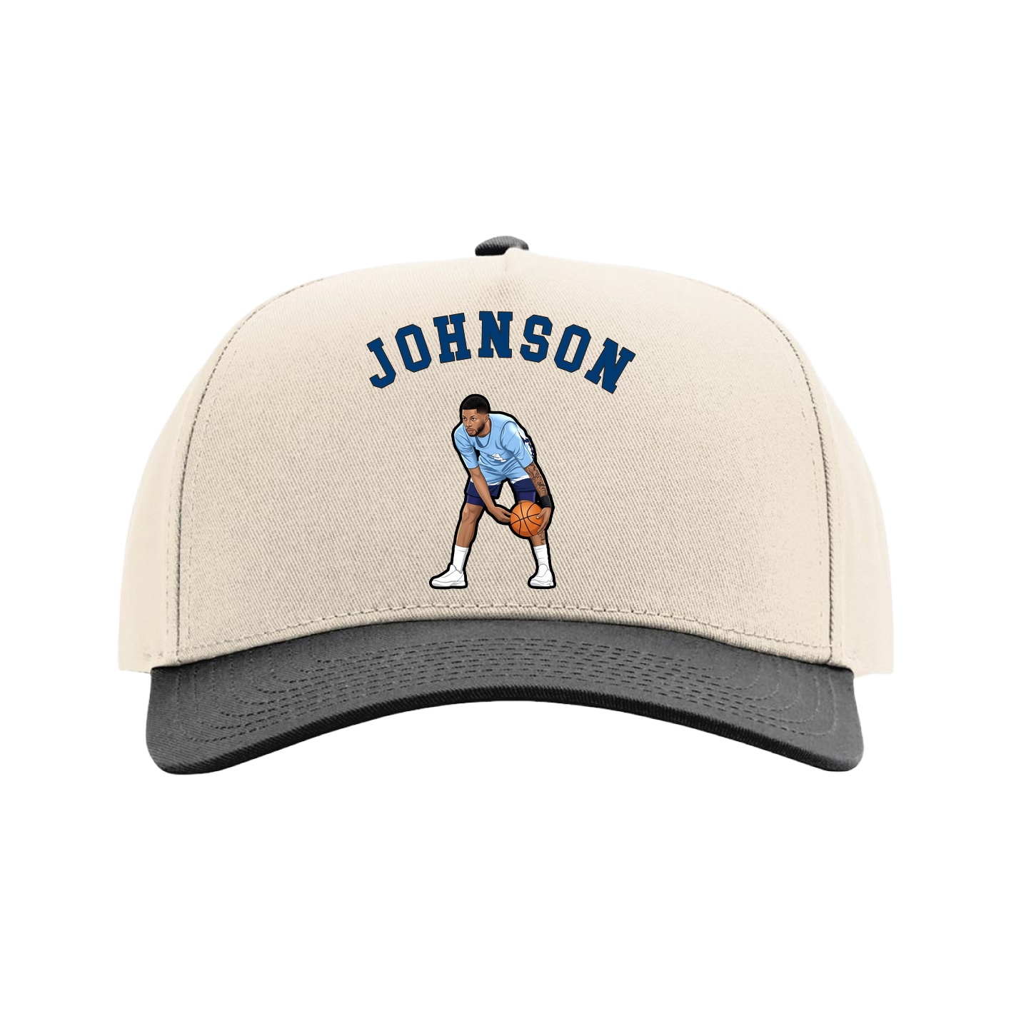 Full Fabric Five-Panel Champ Cap — Shirsey Arch in Cream/Black