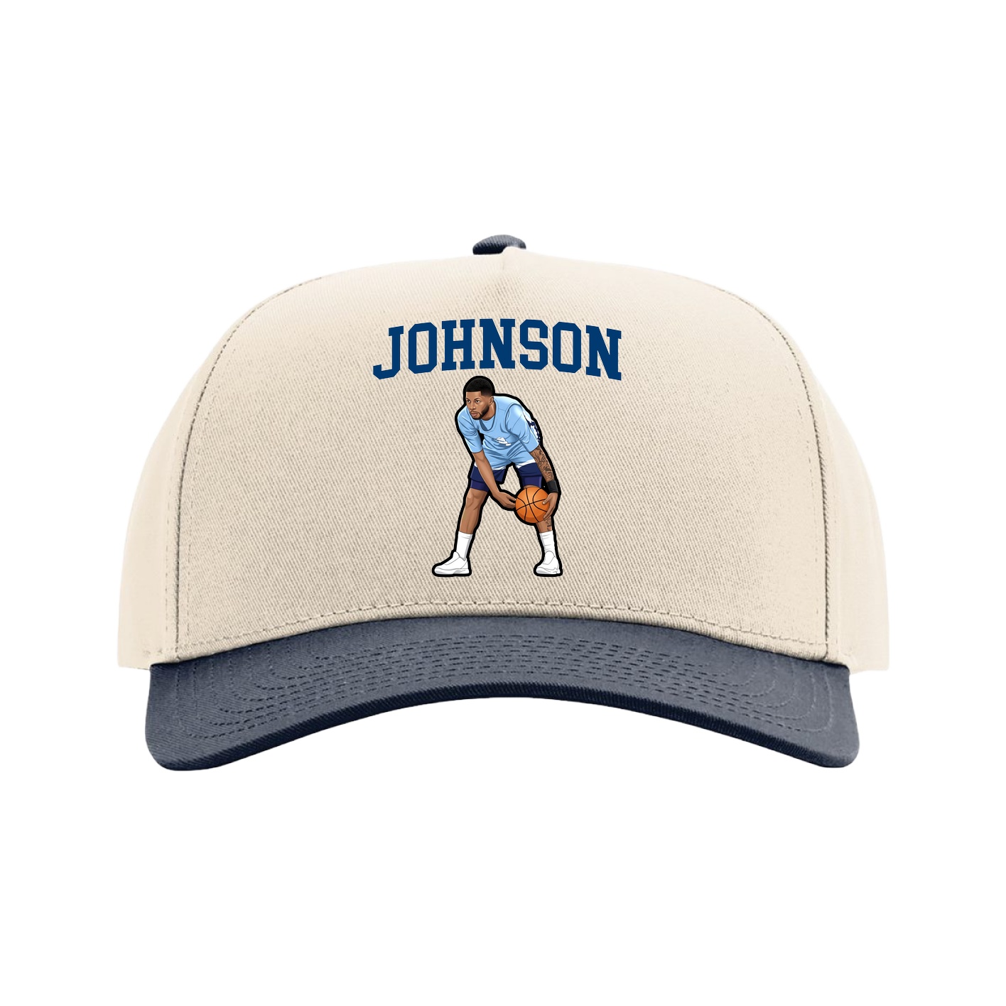 Full Fabric Five-Panel Champ Cap — Shirsey in Cream/Navy