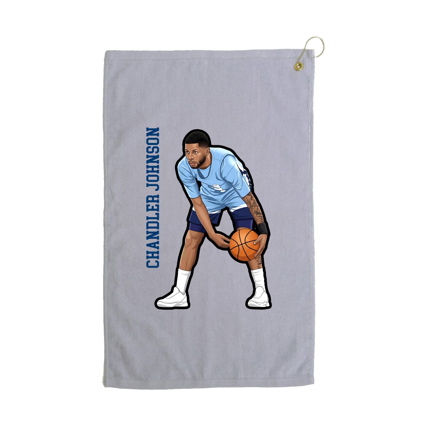 Golf Towel — Name Vertical in Grey