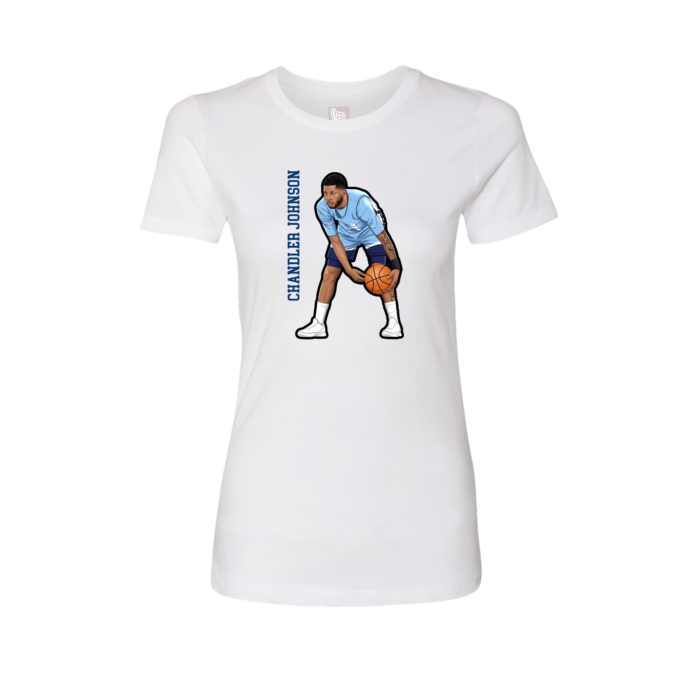 Womens Tee — Name Vertical in White