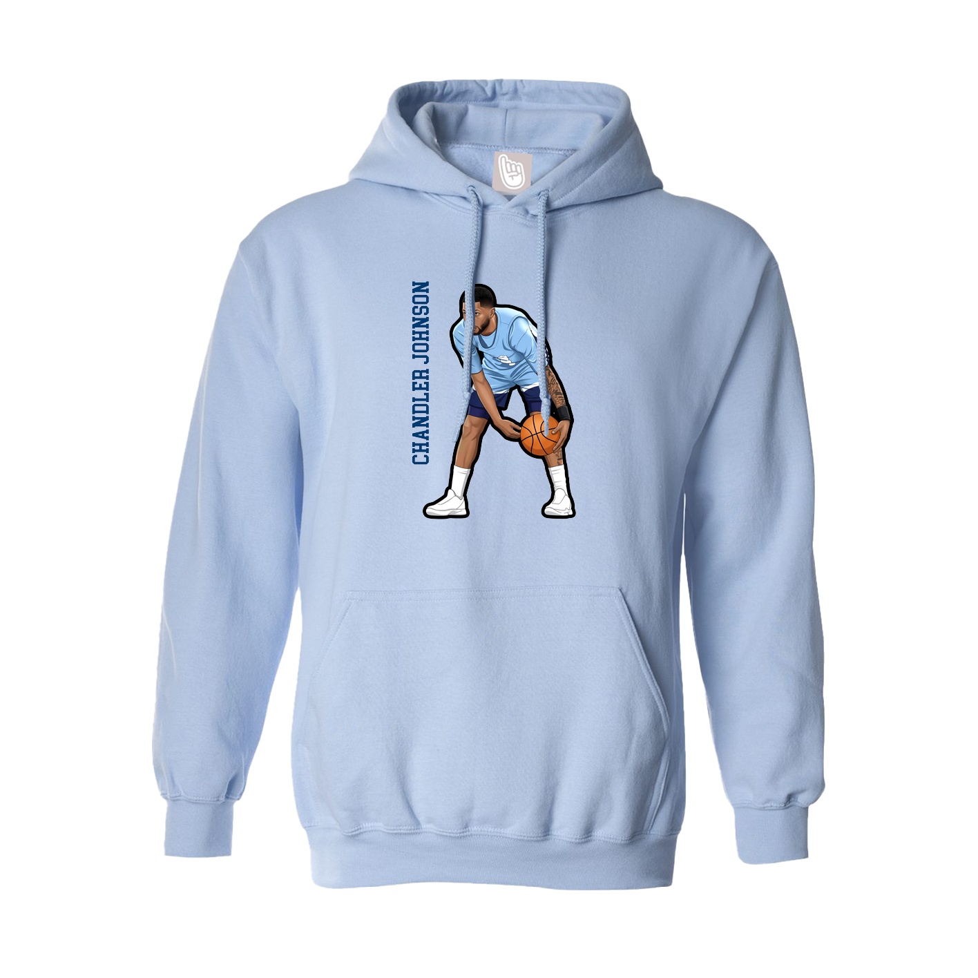 Hoodie — Name Vertical in Light Blue