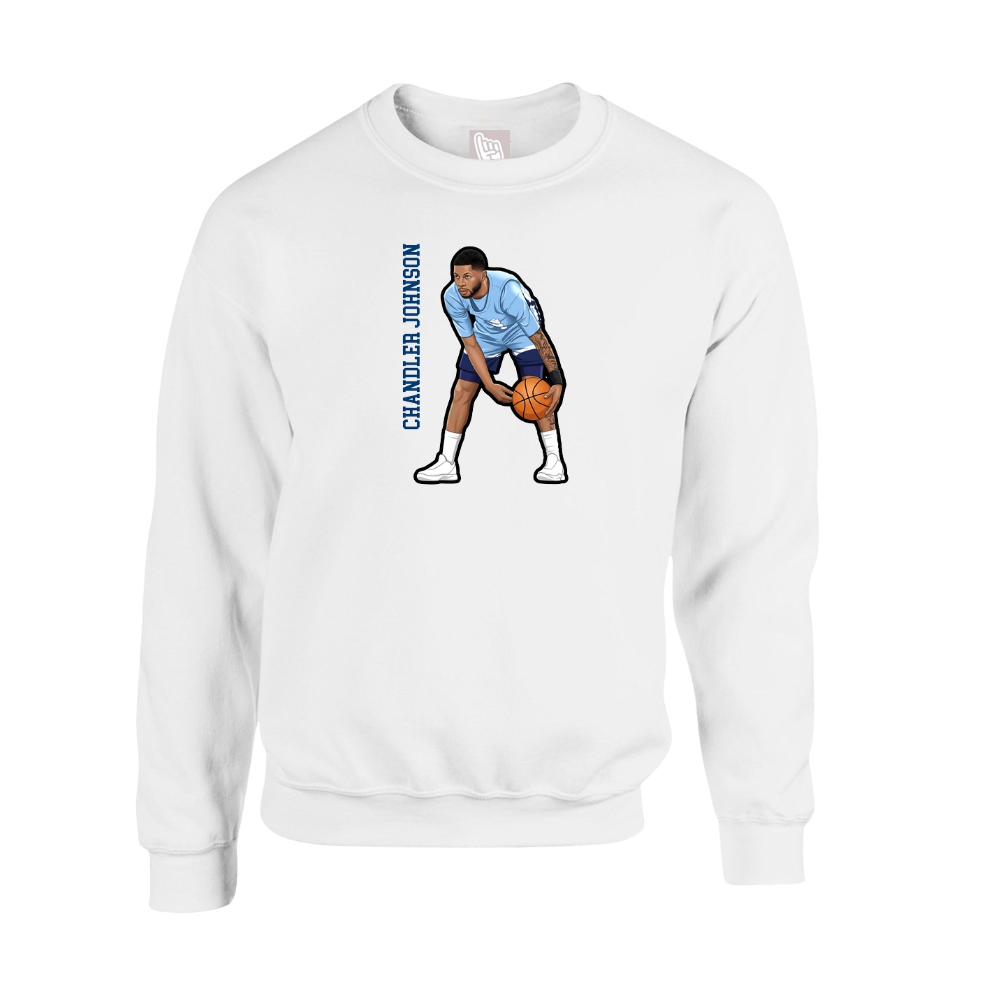 Fleece Crew — Name Vertical in White