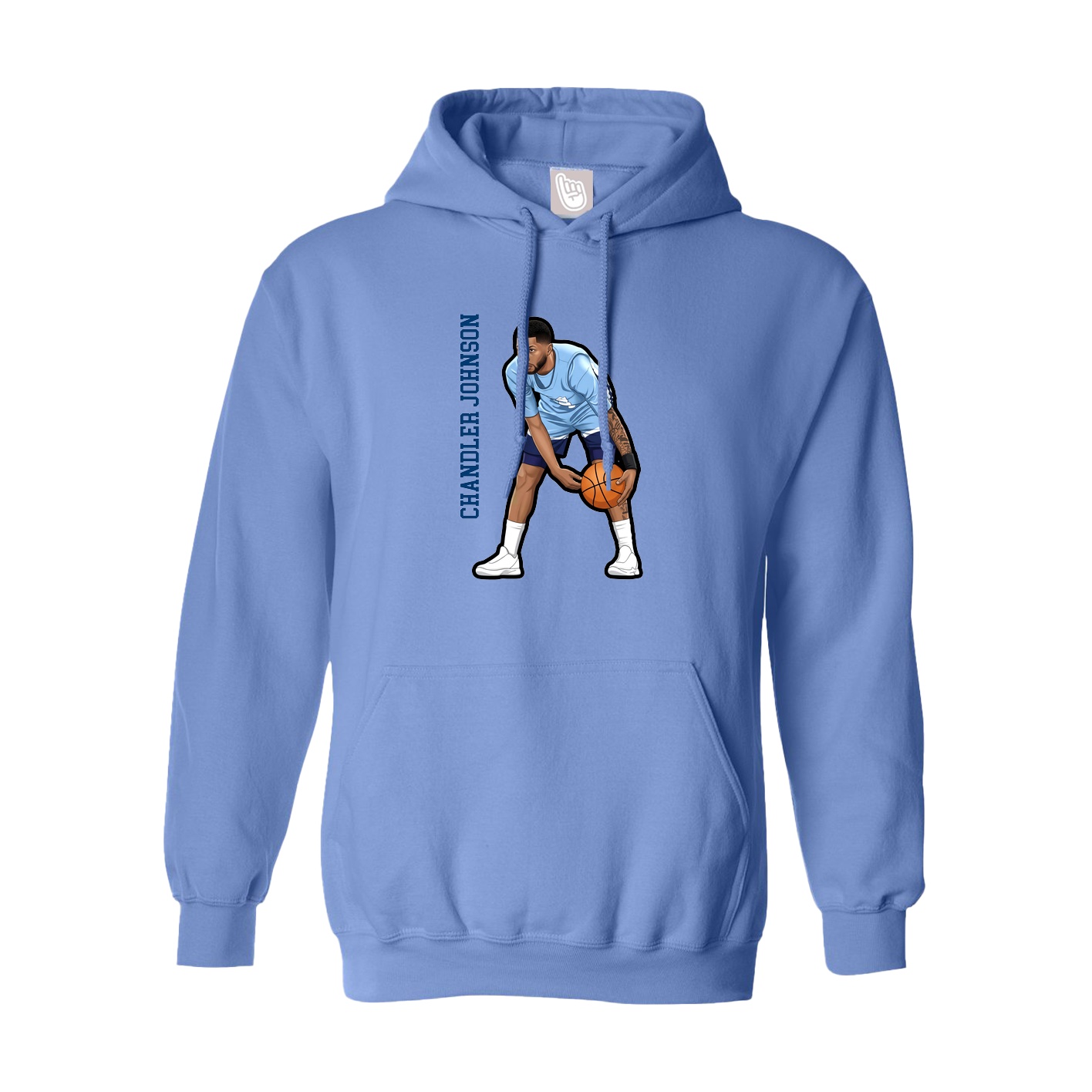 Youth Hoodie — Name Vertical in Powder Blue