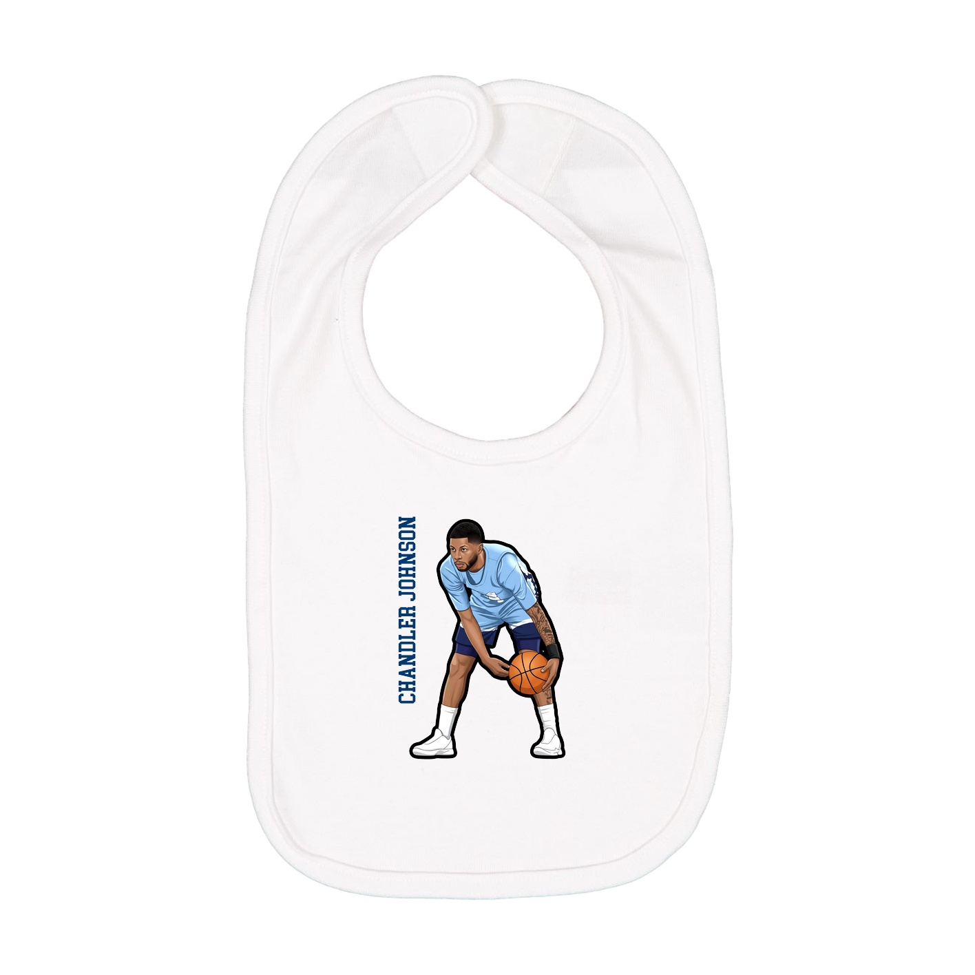Infant Bib — Name Vertical in White