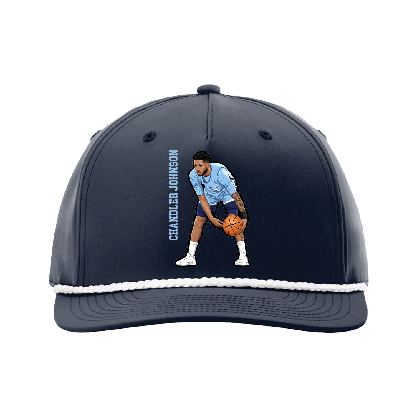 Five-Panel Classic Rope Cap — Name Vertical in Navy