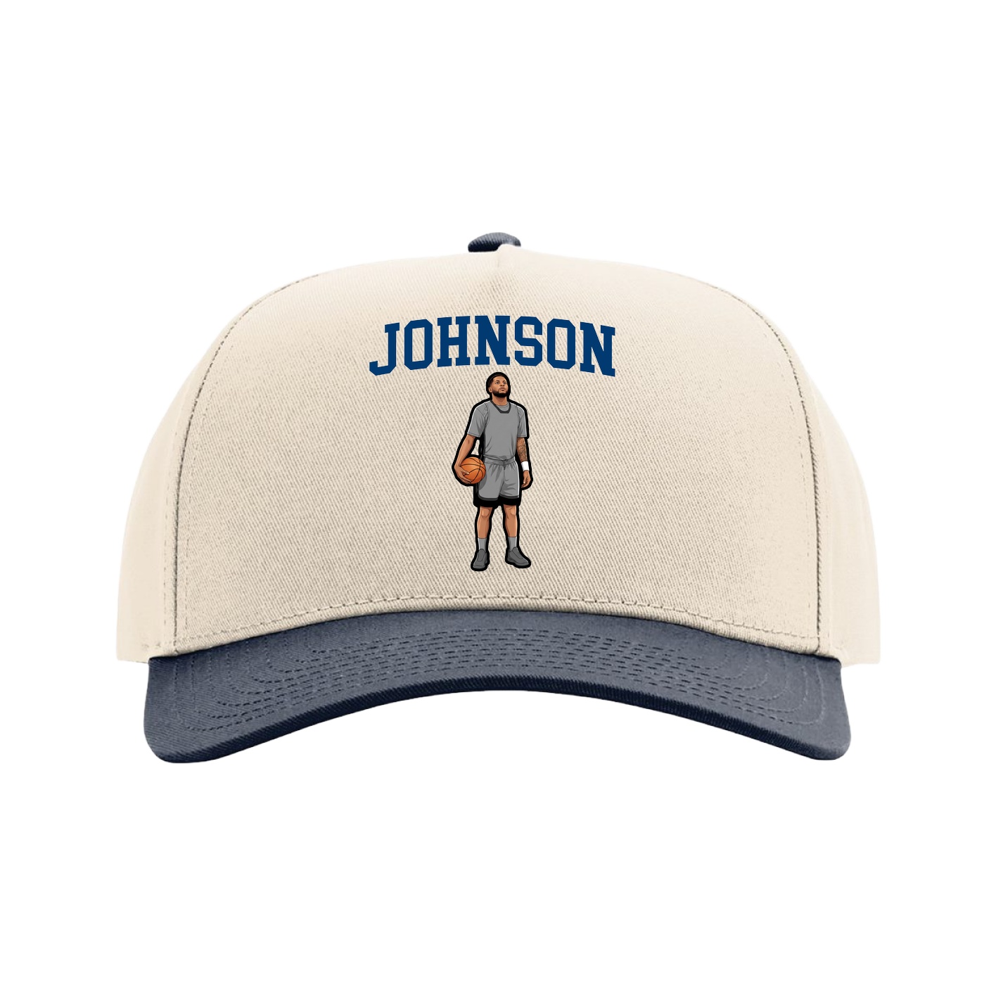 Full Fabric Five-Panel Champ Cap — Shirsey in Cream/Navy