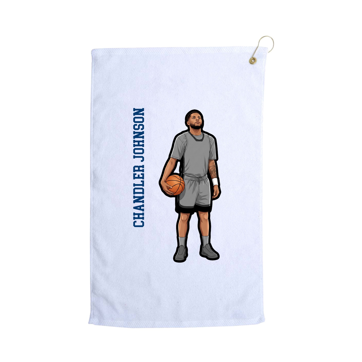 Golf Towel — Name Vertical in White