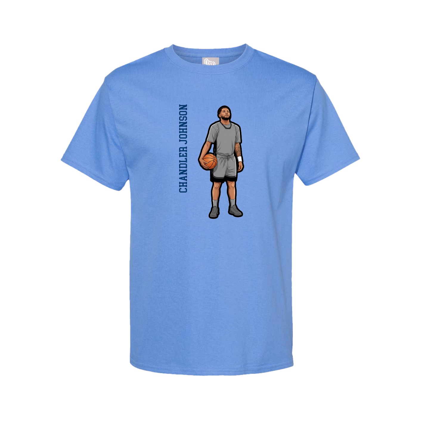 Tee — Name Vertical in Powder Blue