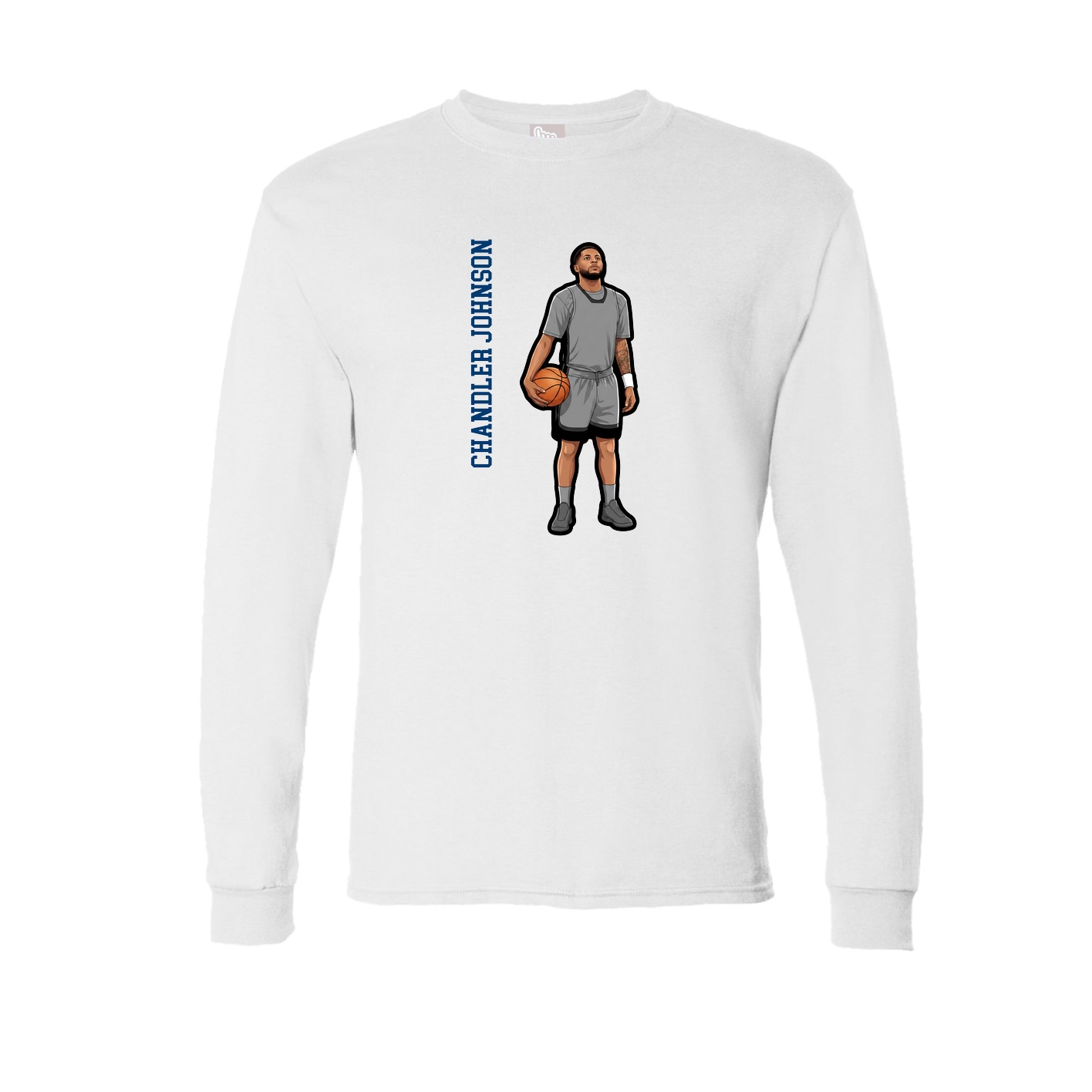 Long Sleeve Tee — Name Vertical in White