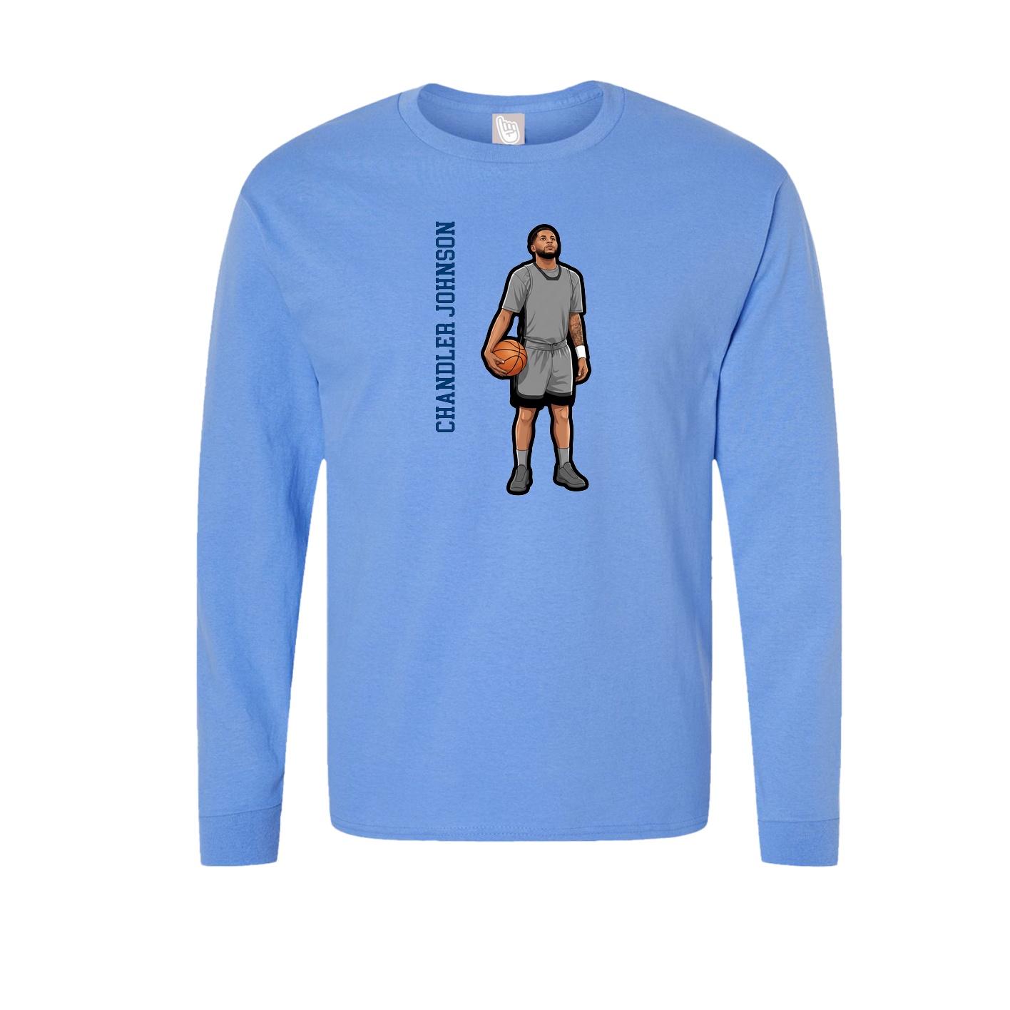 Long Sleeve Tee — Name Vertical in Powder Blue