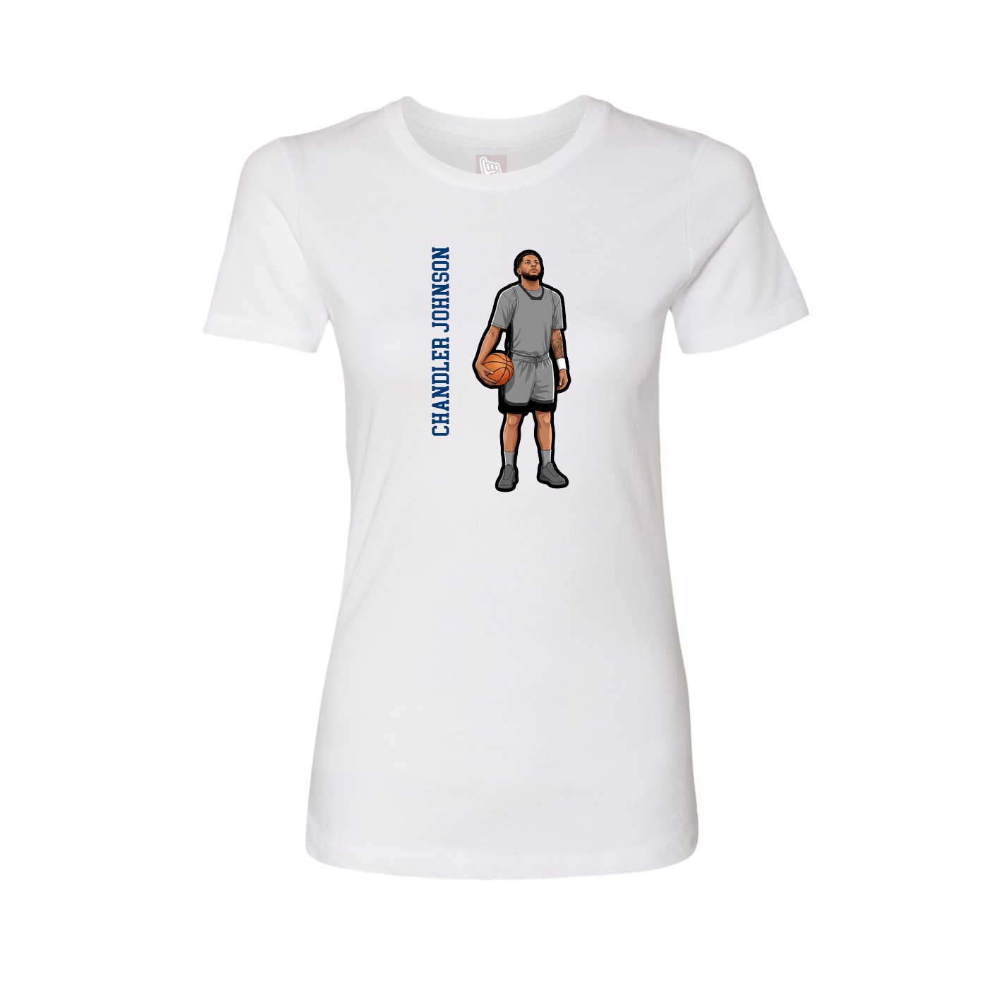 Fitted Women's Tee — Name Vertical in White