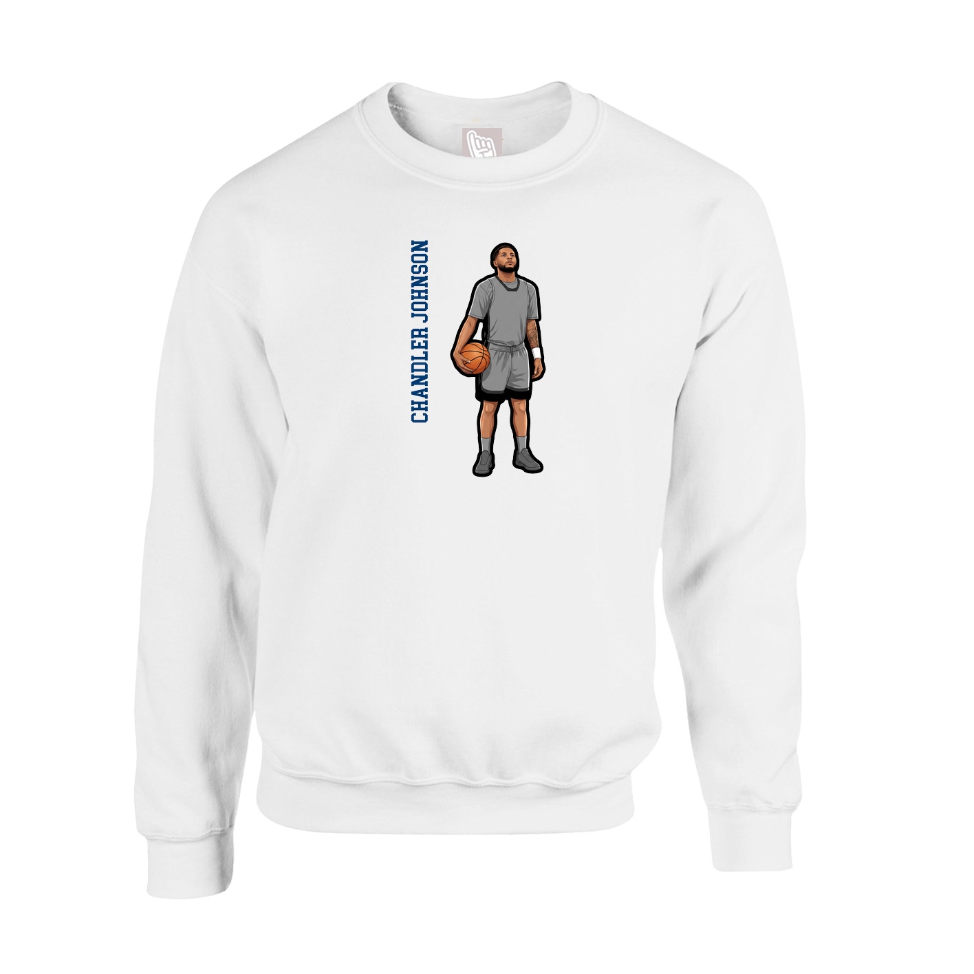 Fleece Crew — Name Vertical in White