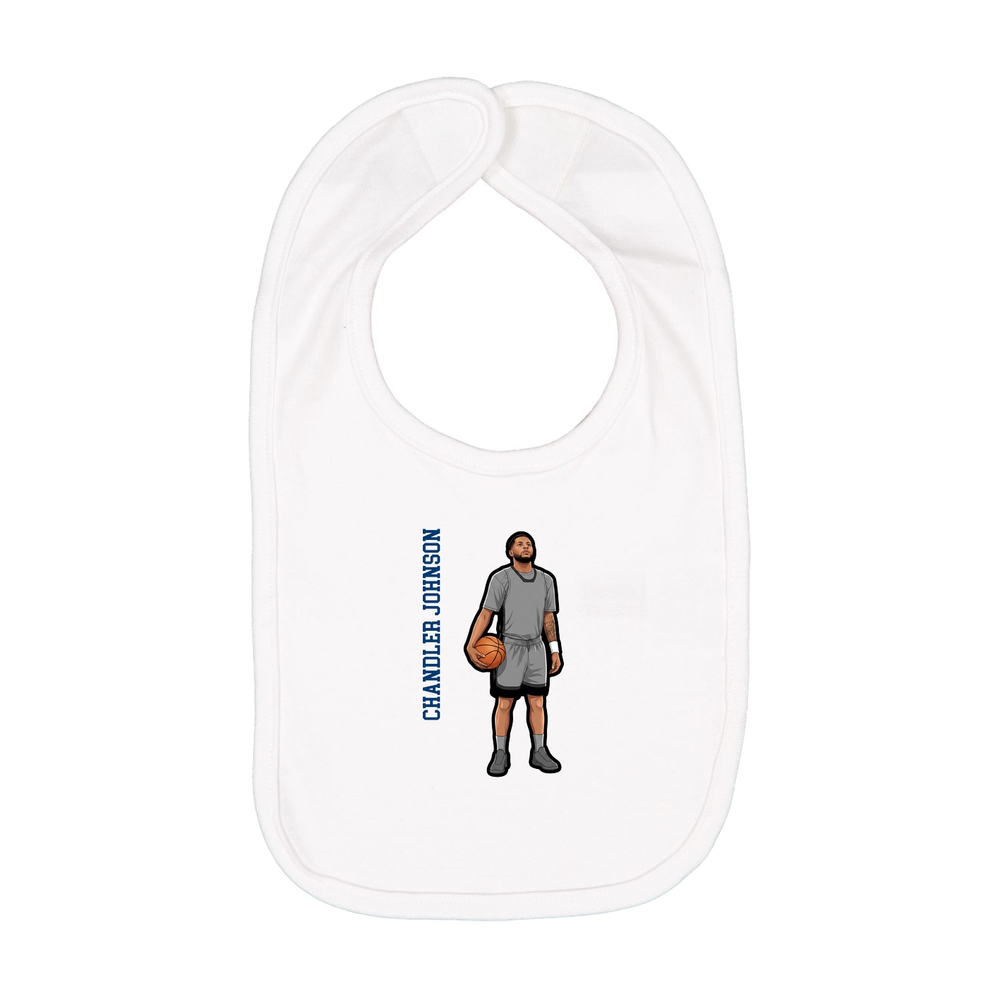 Infant Bib — Name Vertical in White