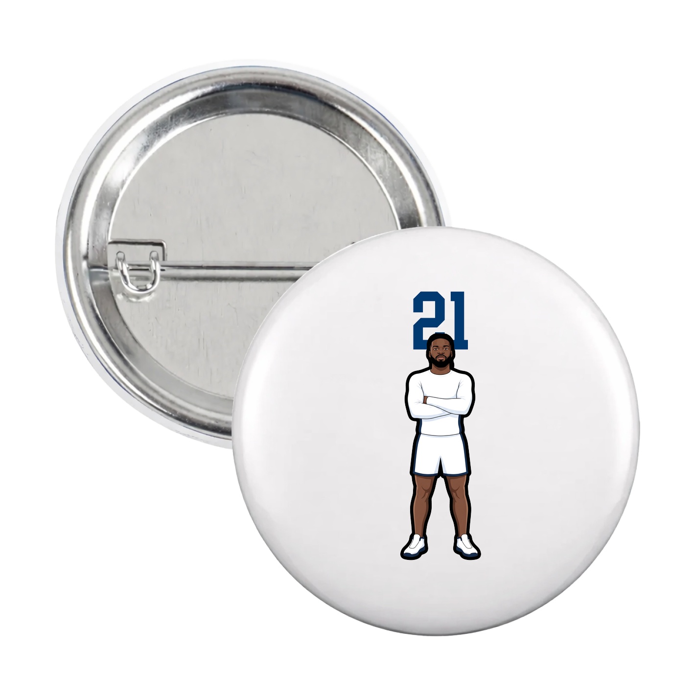 Game Day Button — Number Top in White