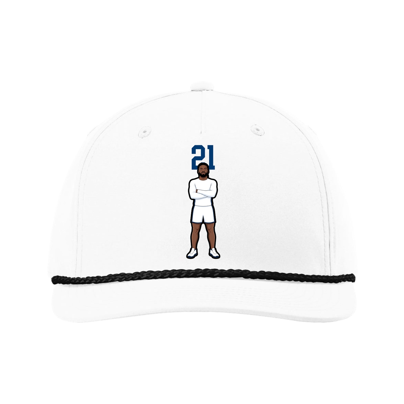 Five-Panel Classic Rope Cap — Number Top in White