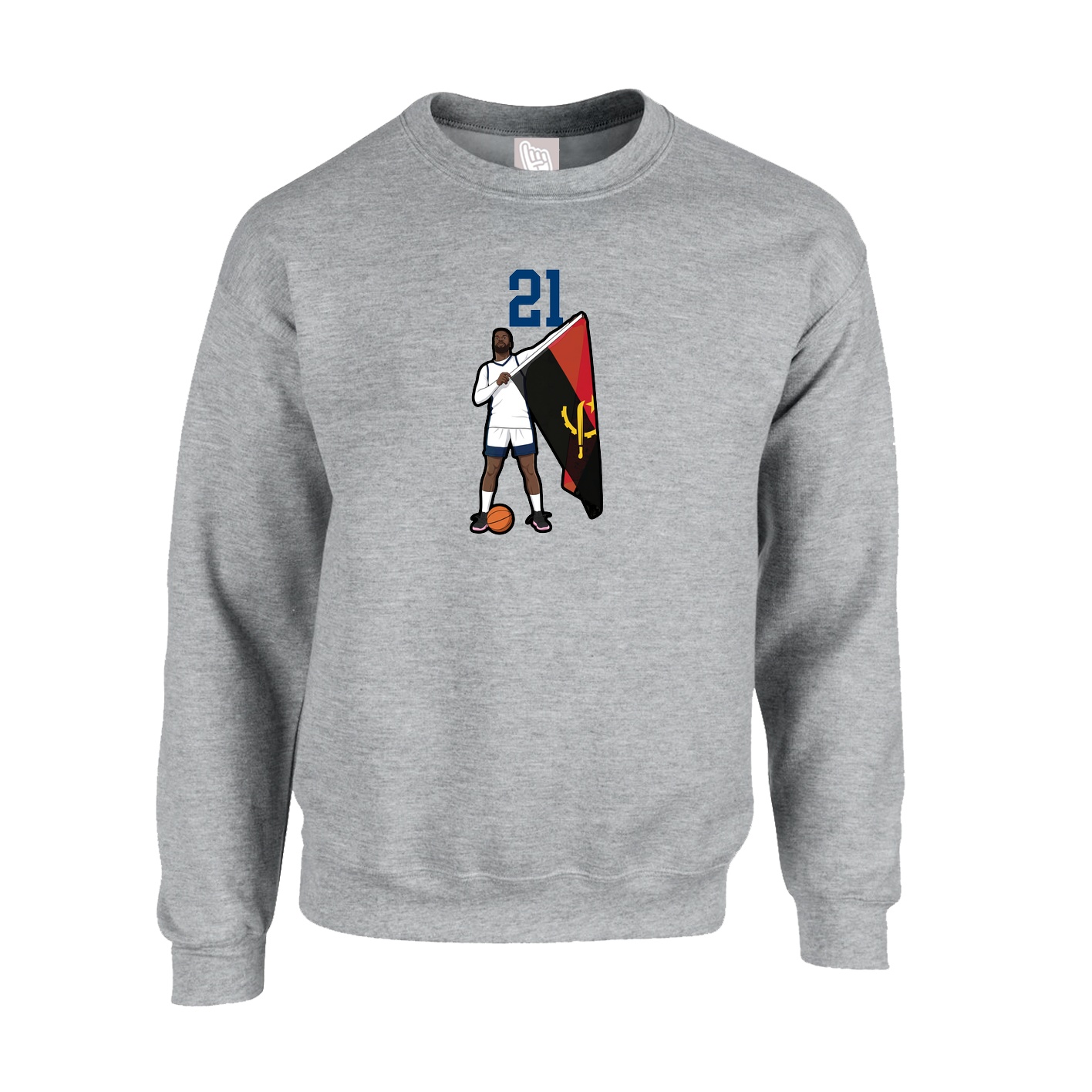 Fleece Crew — Number Top in Grey