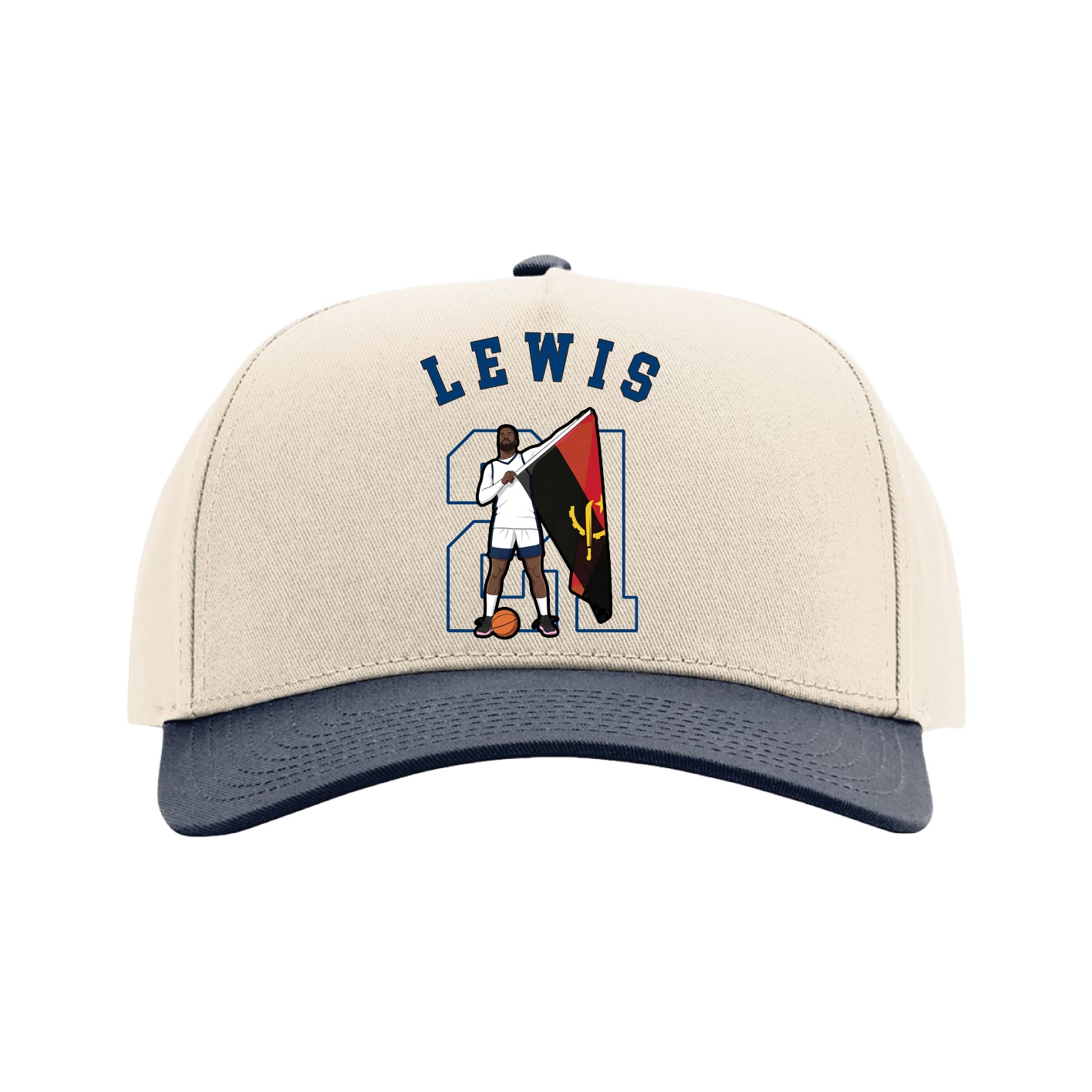 Full Fabric Five-Panel Champ Cap — Shirsey Arch in Cream/Navy