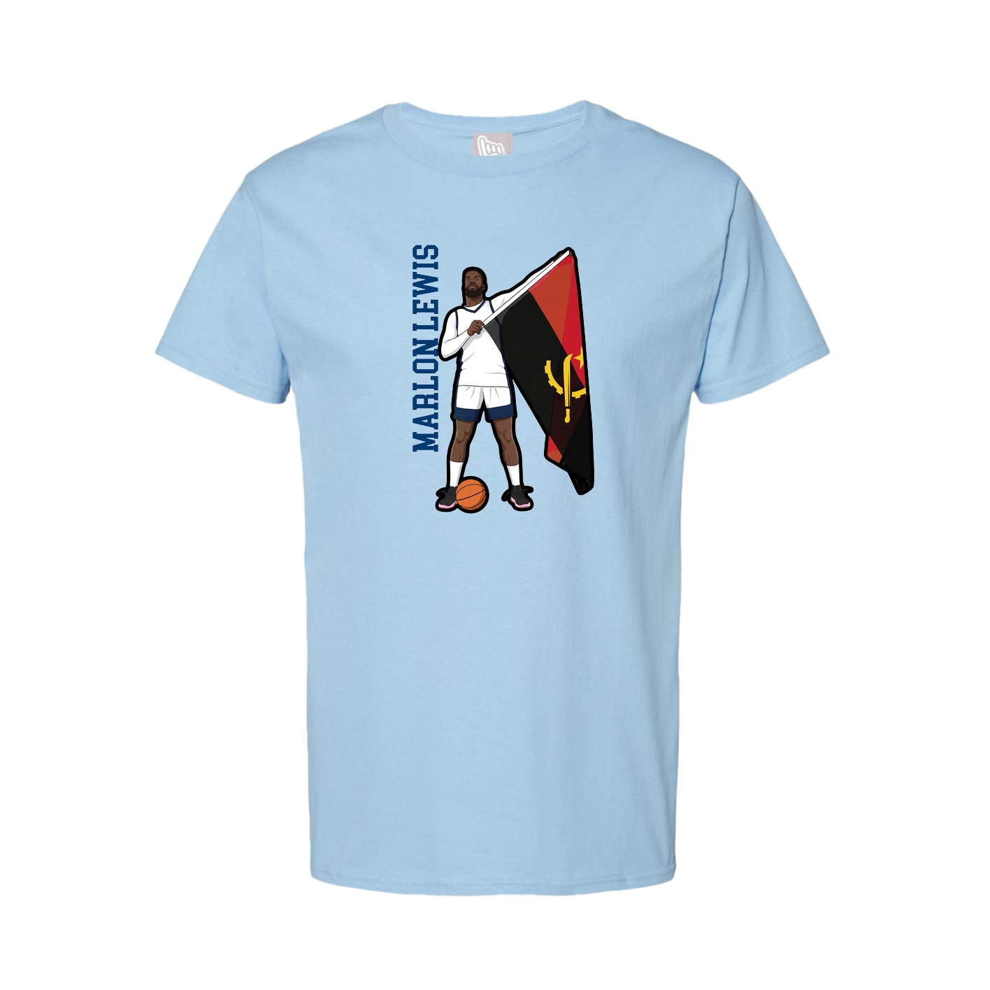 Youth Tee — Name Vertical in Light Blue