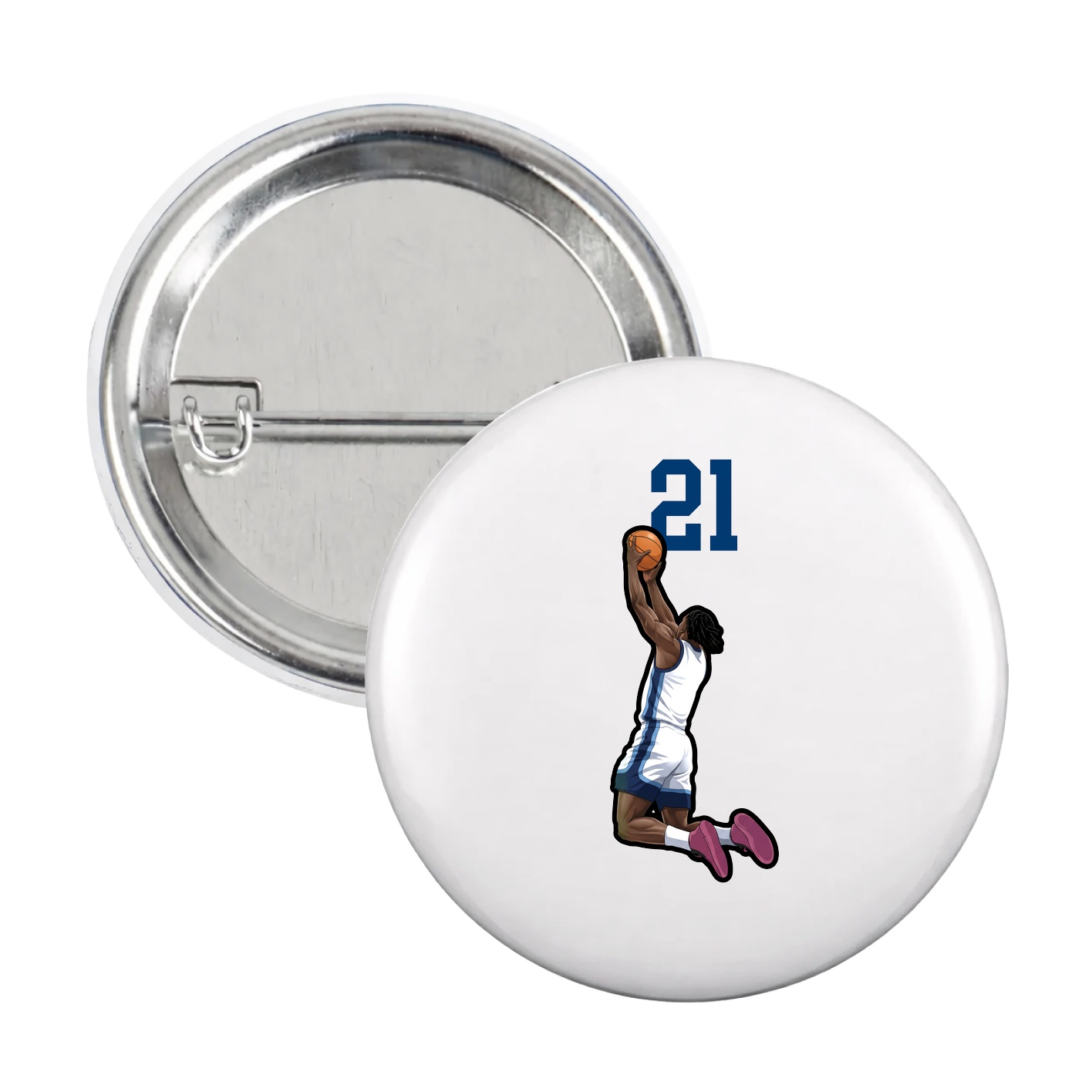 Game Day Button — Number Top in White