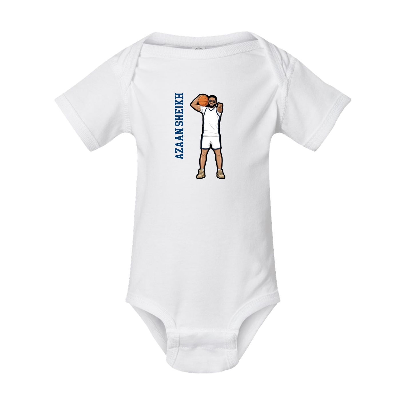 Baby Onesie — Name Vertical in White