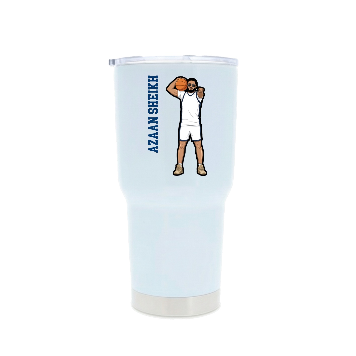 30oz Stainless Steel Tumbler — Name Vertical in White
