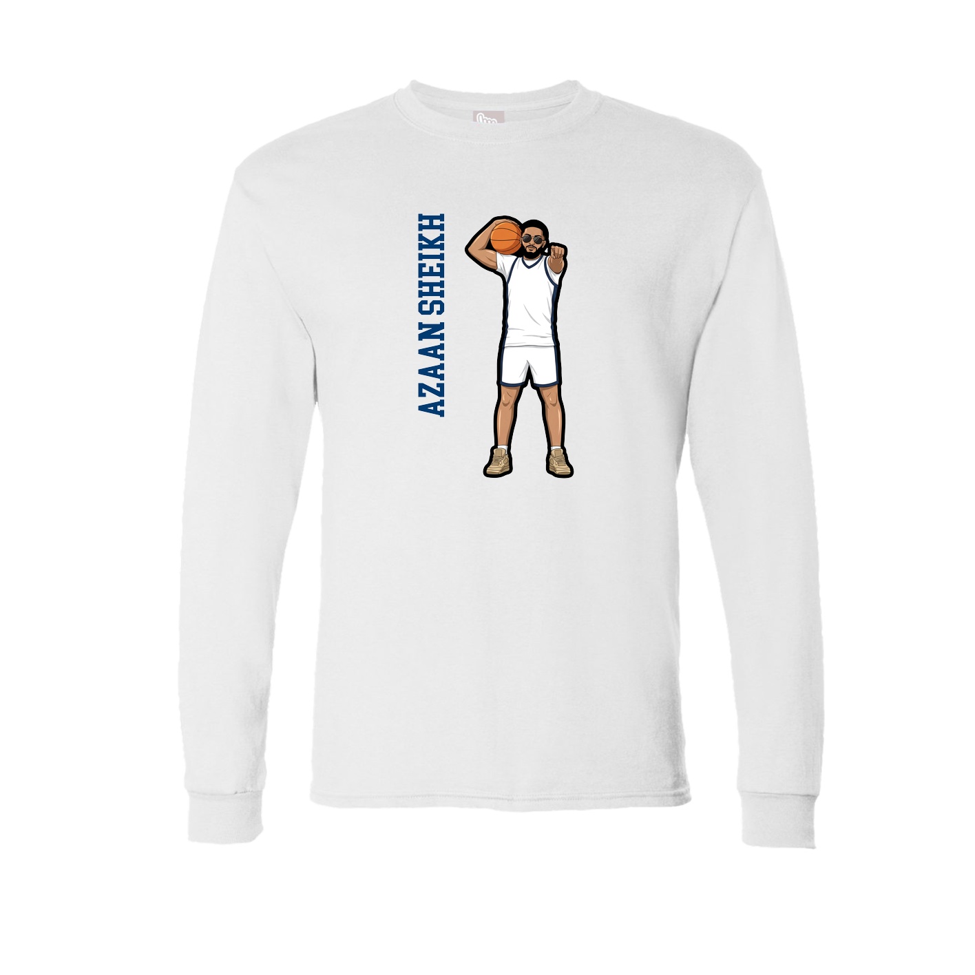 Long Sleeve Tee — Name Vertical in White