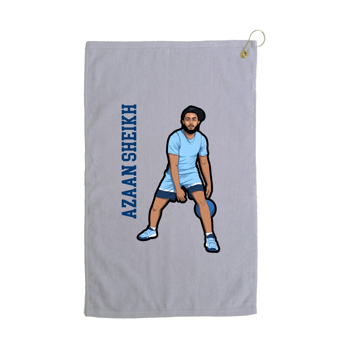 Golf Towel — Name Vertical in Grey