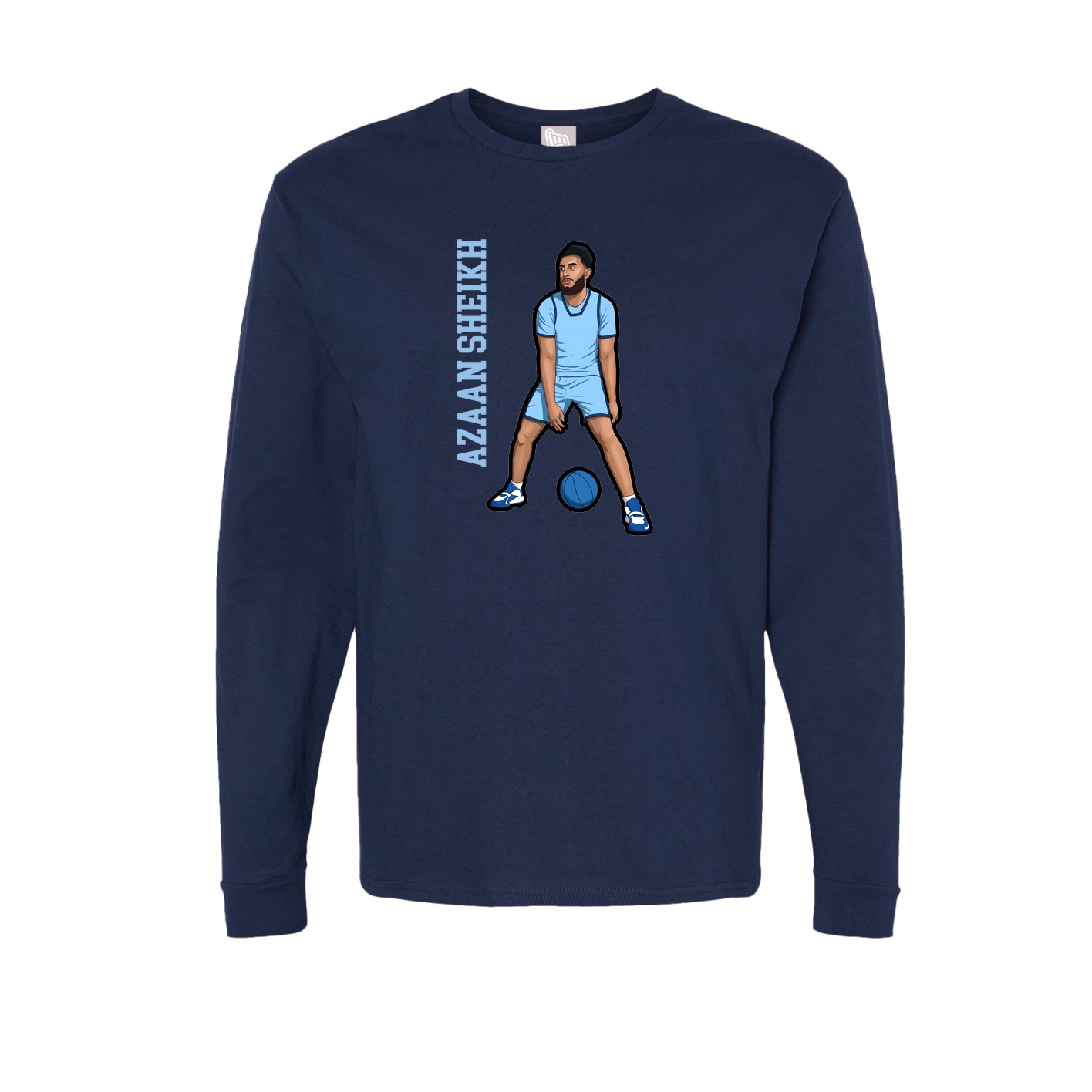 Long Sleeve Tee — Name Vertical in Navy