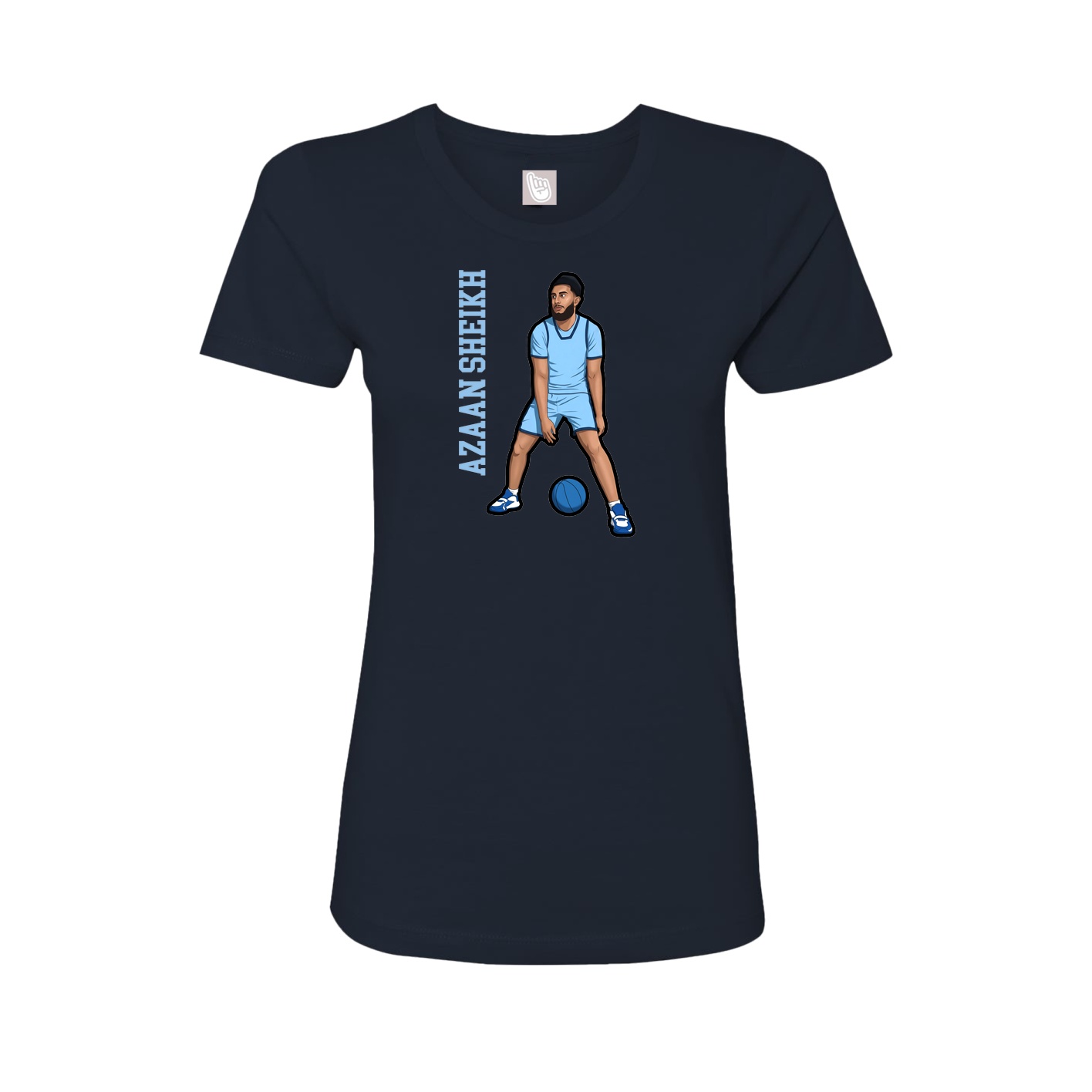Fitted Women's Tee — Name Vertical in Navy