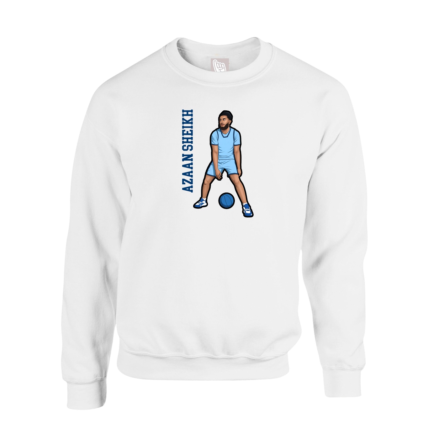 Fleece Crew — Name Vertical in White
