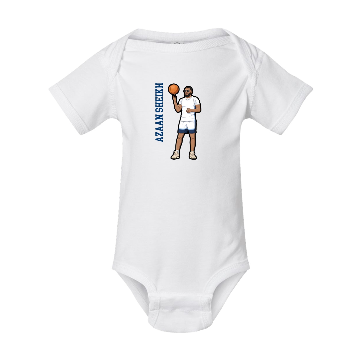 Baby Onesie — Name Vertical in White