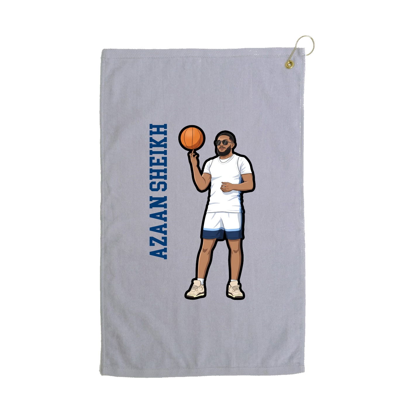 Golf Towel — Name Vertical in Grey