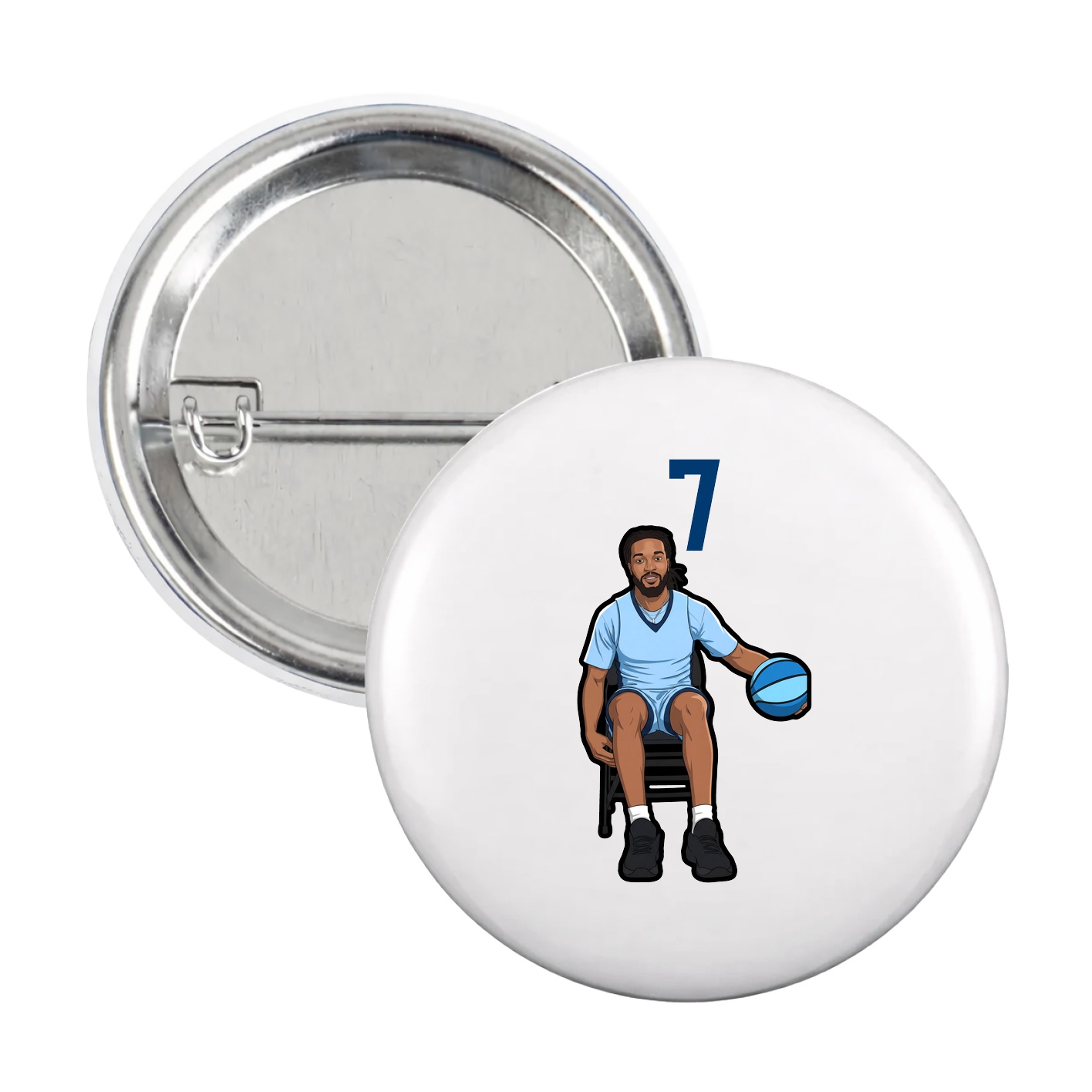 Game Day Button — Number Top in White