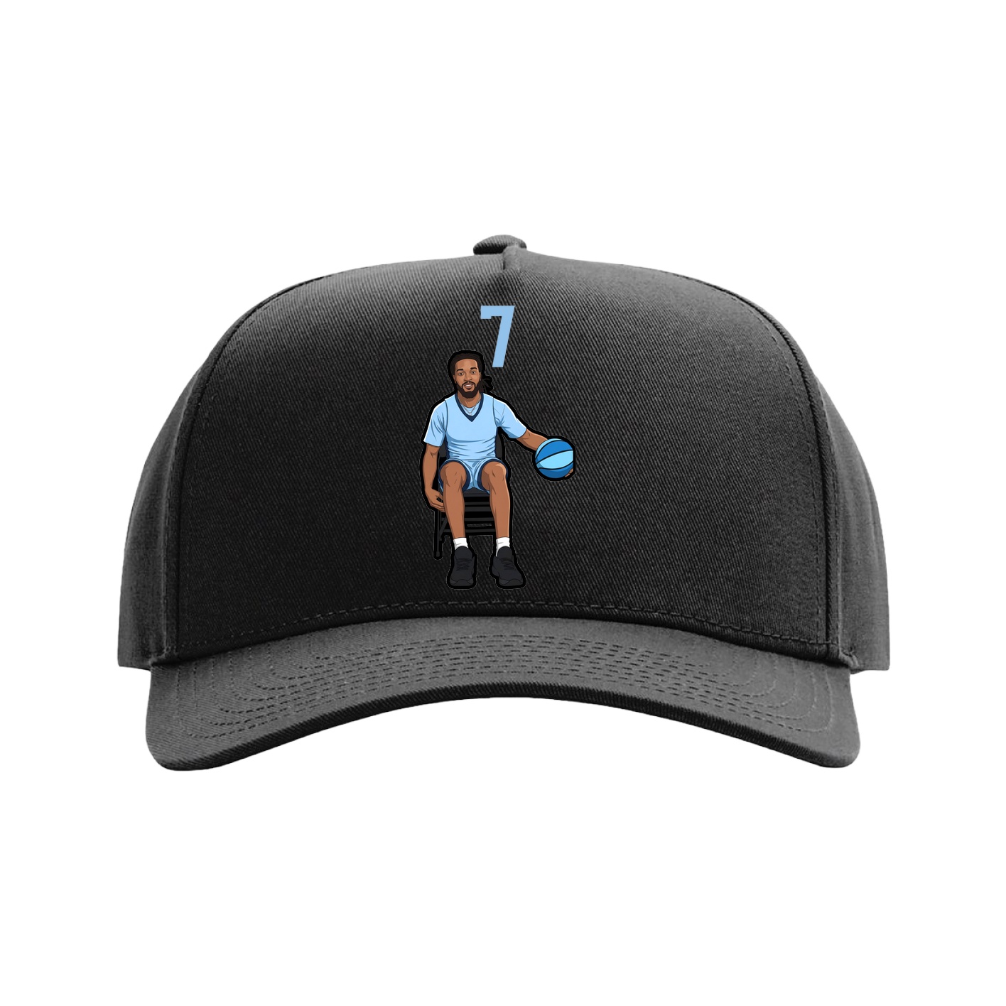 Full Fabric Five-Panel Champ Cap — Number Top in Black