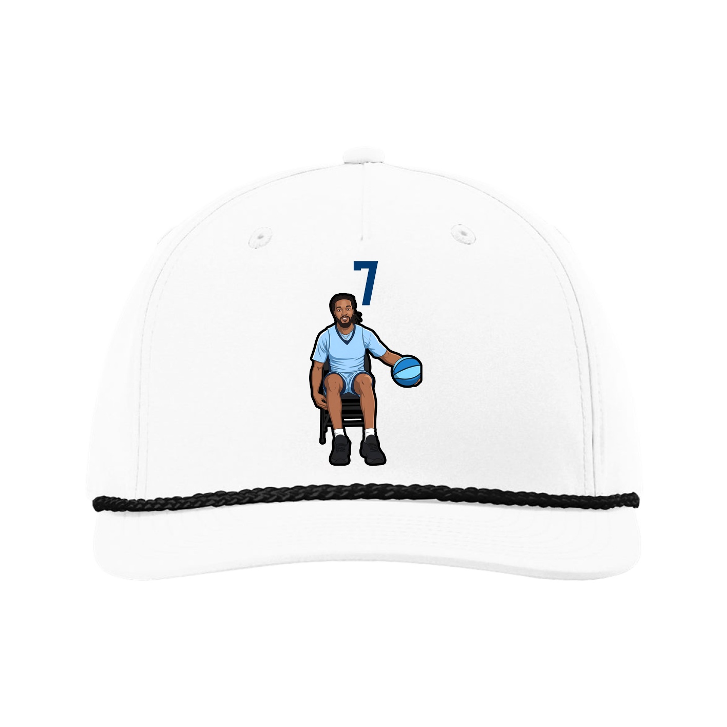 Five-Panel Classic Rope Cap — Number Top in White