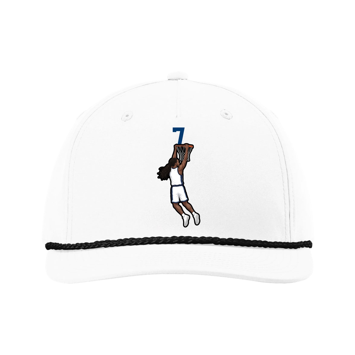 Five-Panel Classic Rope Cap — Number Top in White