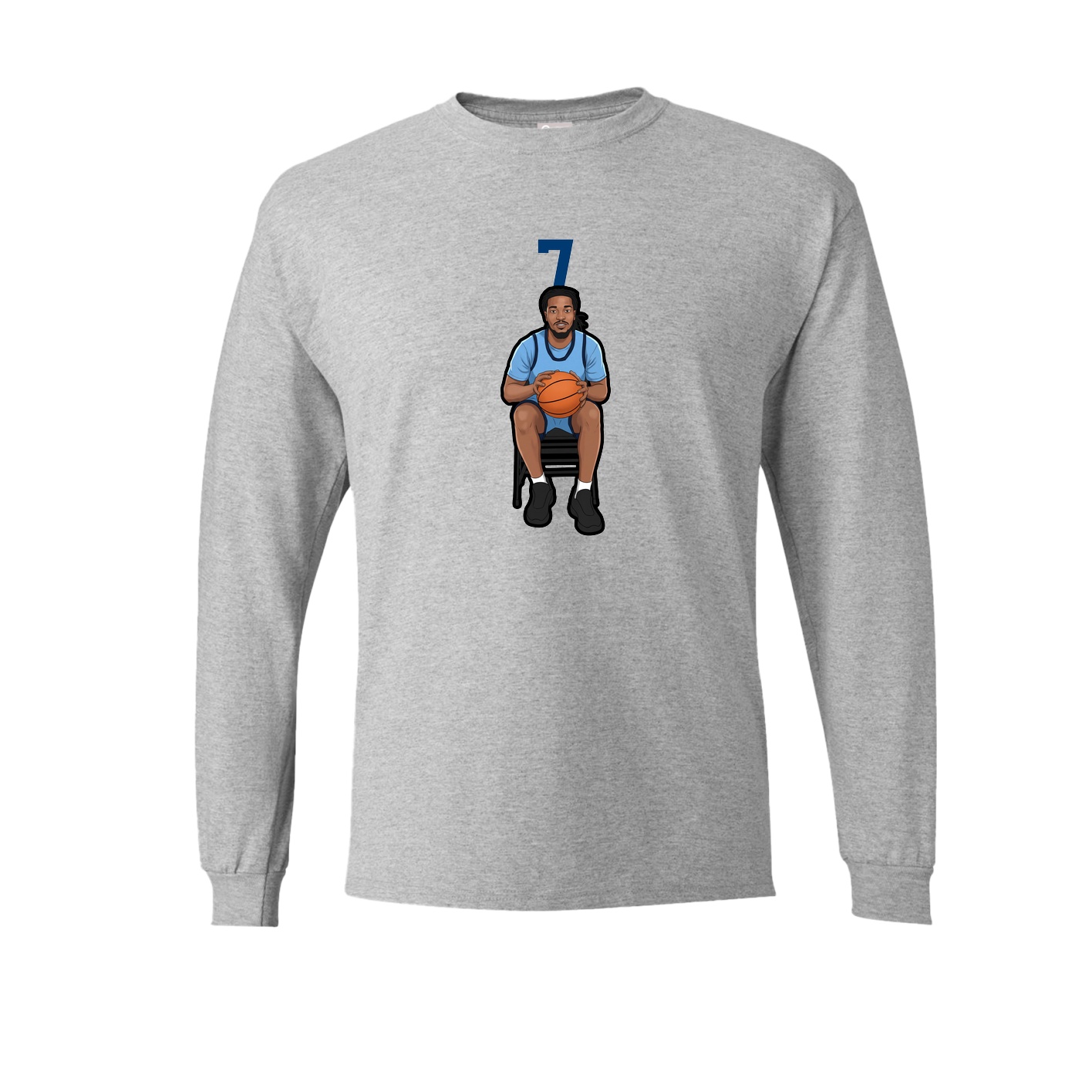 Long Sleeve Tee — Number Top in Grey