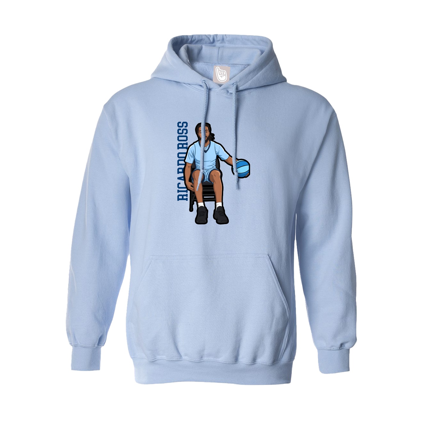 Hoodie — Name Vertical in Light Blue