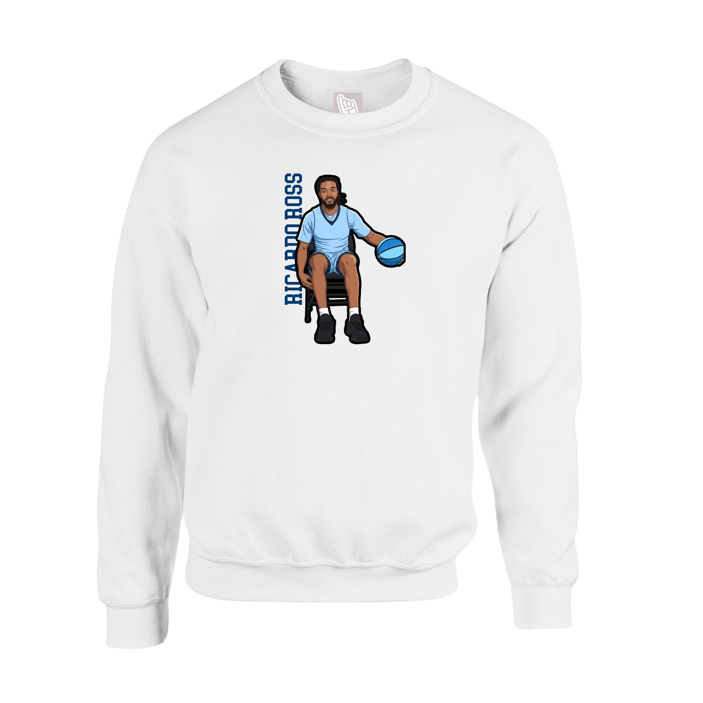 Fleece Crew — Name Vertical in White