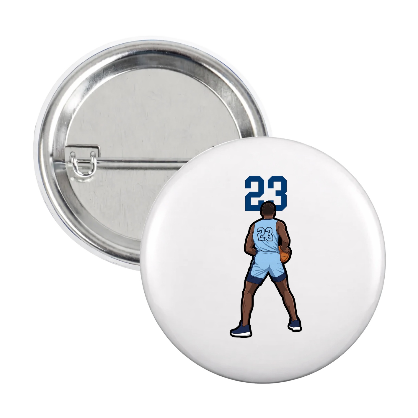 Game Day Button — Number Top in White