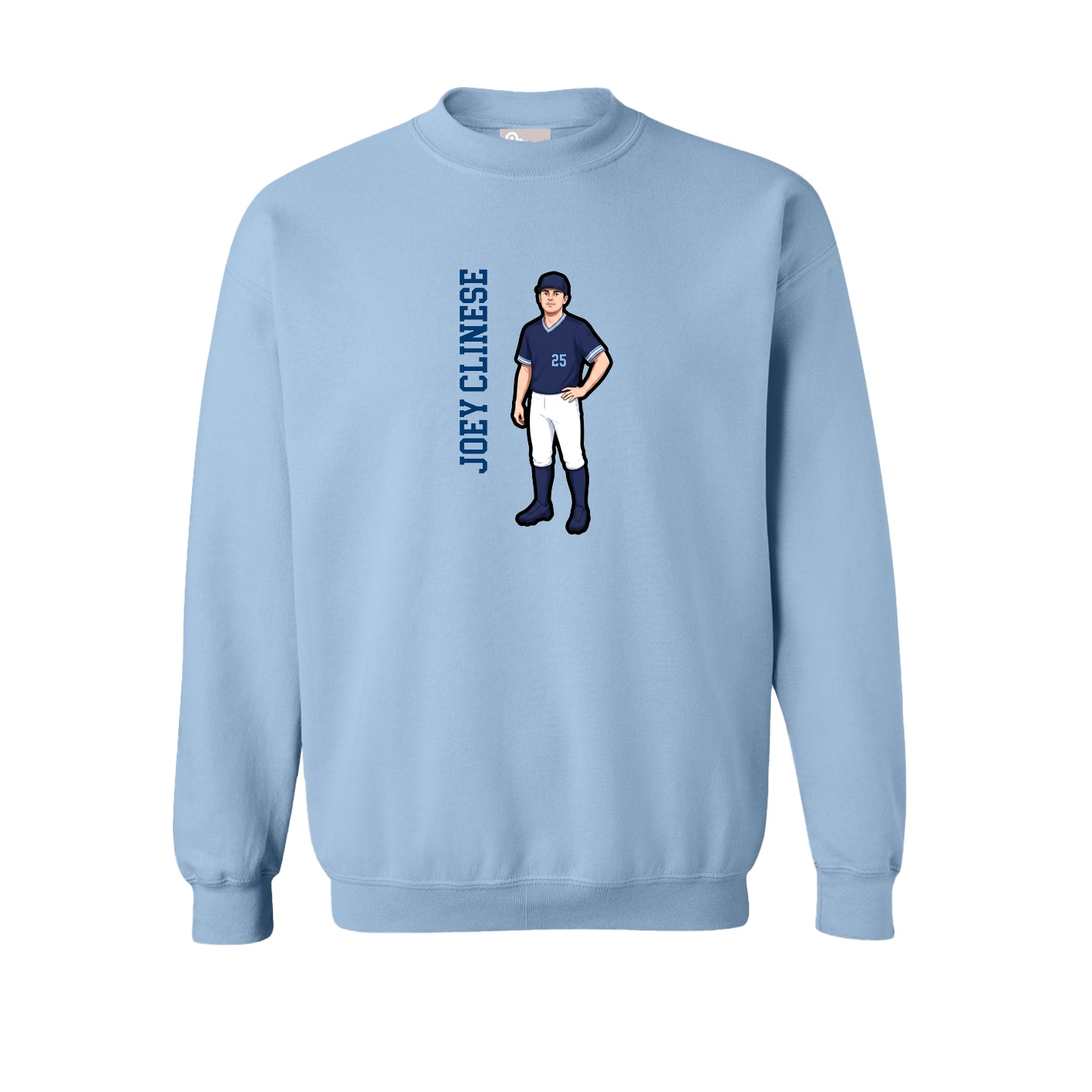 Fleece Crew — Name Vertical in Light Blue