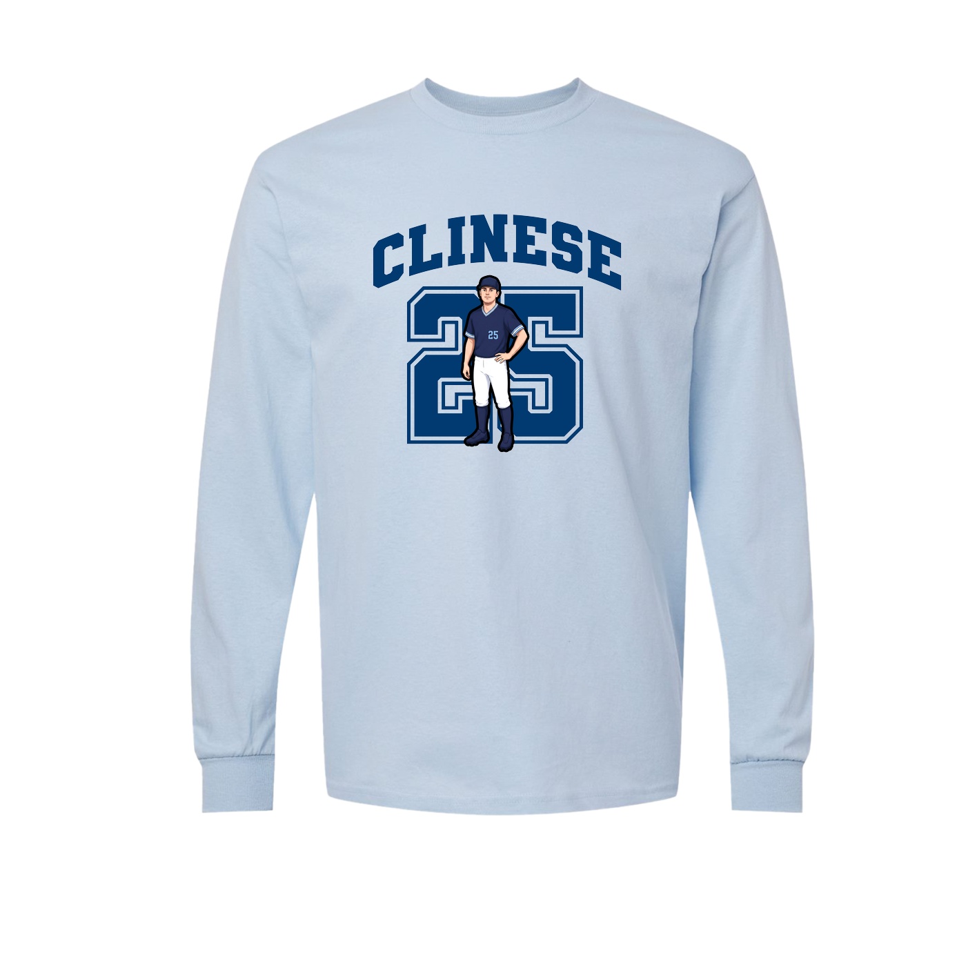 Long Sleeve Tee — Number in Light Blue