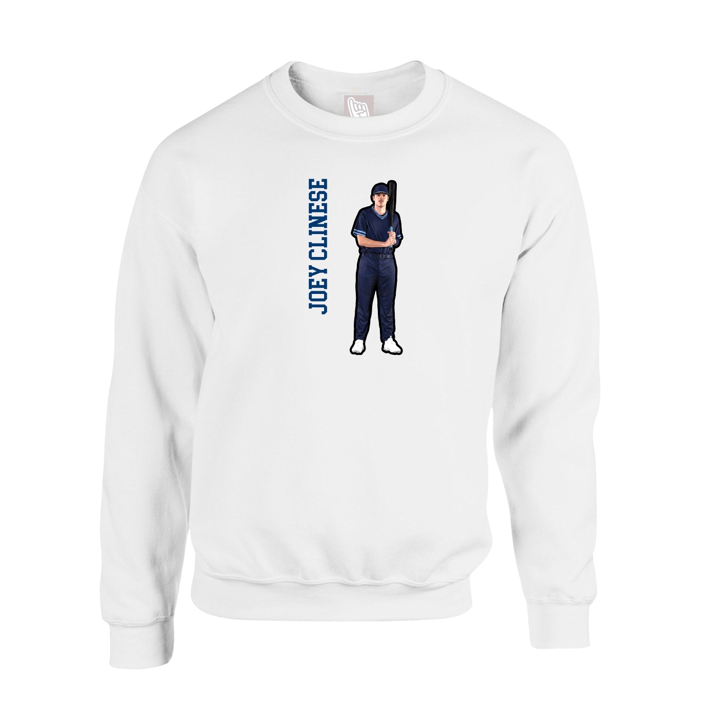 Fleece Crew — Name Vertical in White