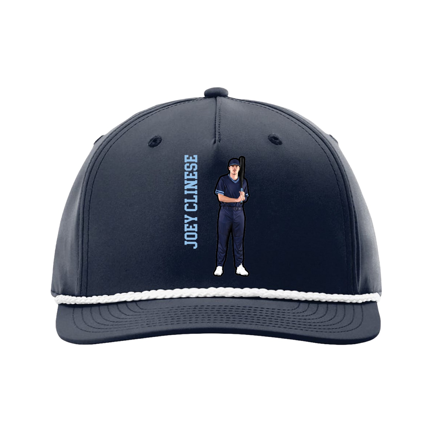 Five-Panel Classic Rope Cap — Name Vertical in Navy