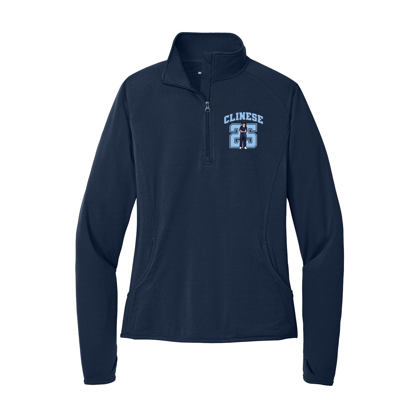 Women's Q-Zip Pullover — Number in Navy