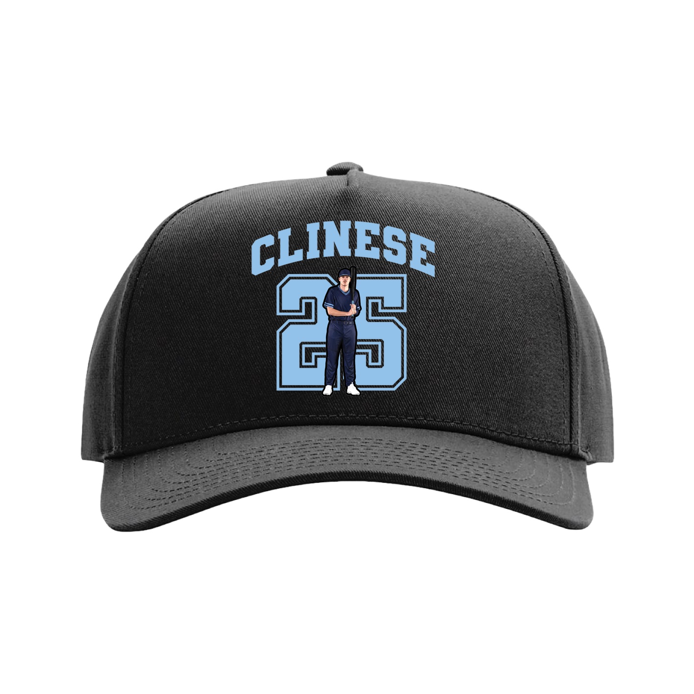 Full Fabric Five-Panel Champ Cap — Number in Black