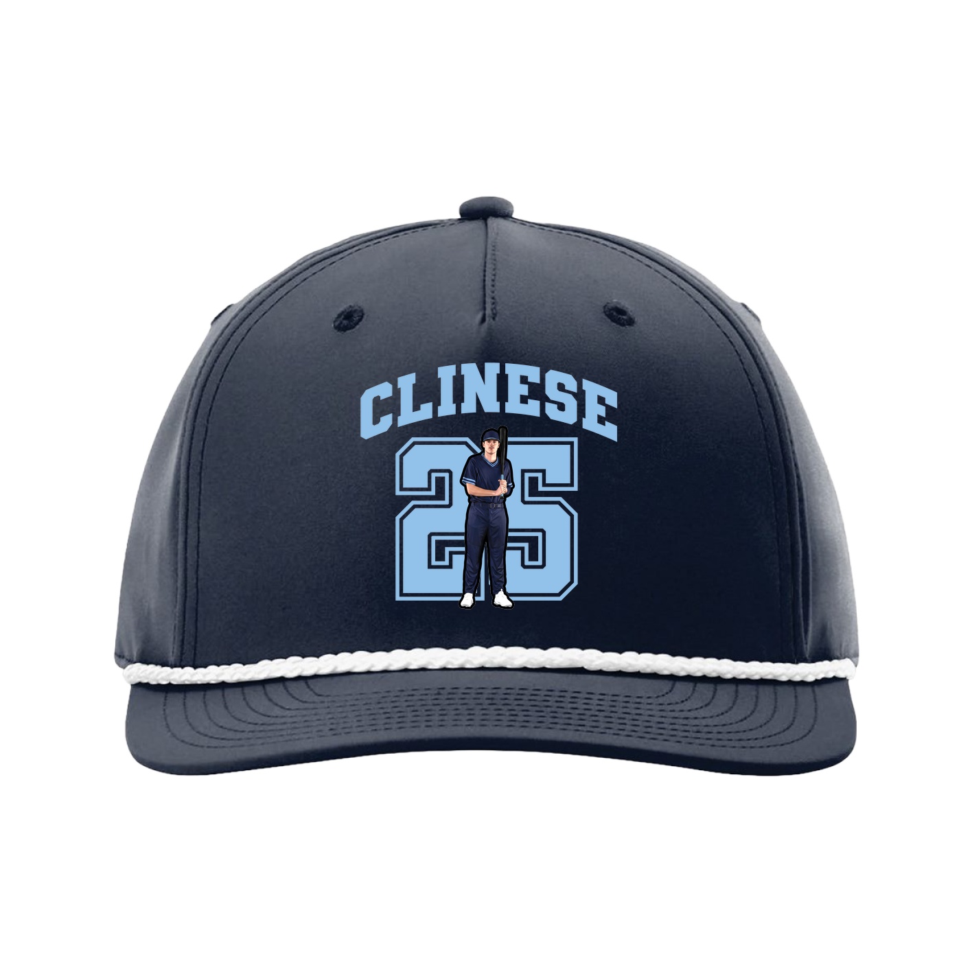 Five-Panel Classic Rope Cap — Number in Navy